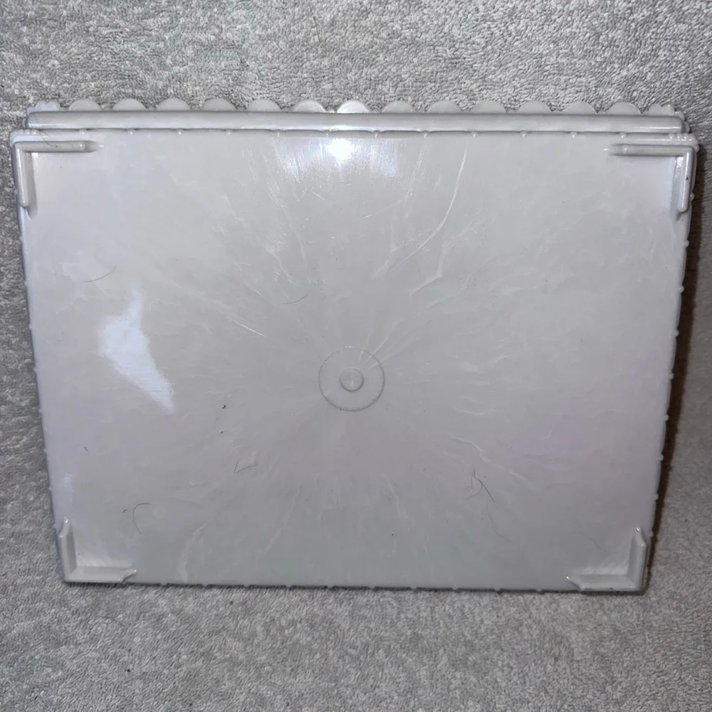 Vintage Plastic Vanity Box Bathroom Or Make Up Storage Clear Lid Iris Flower